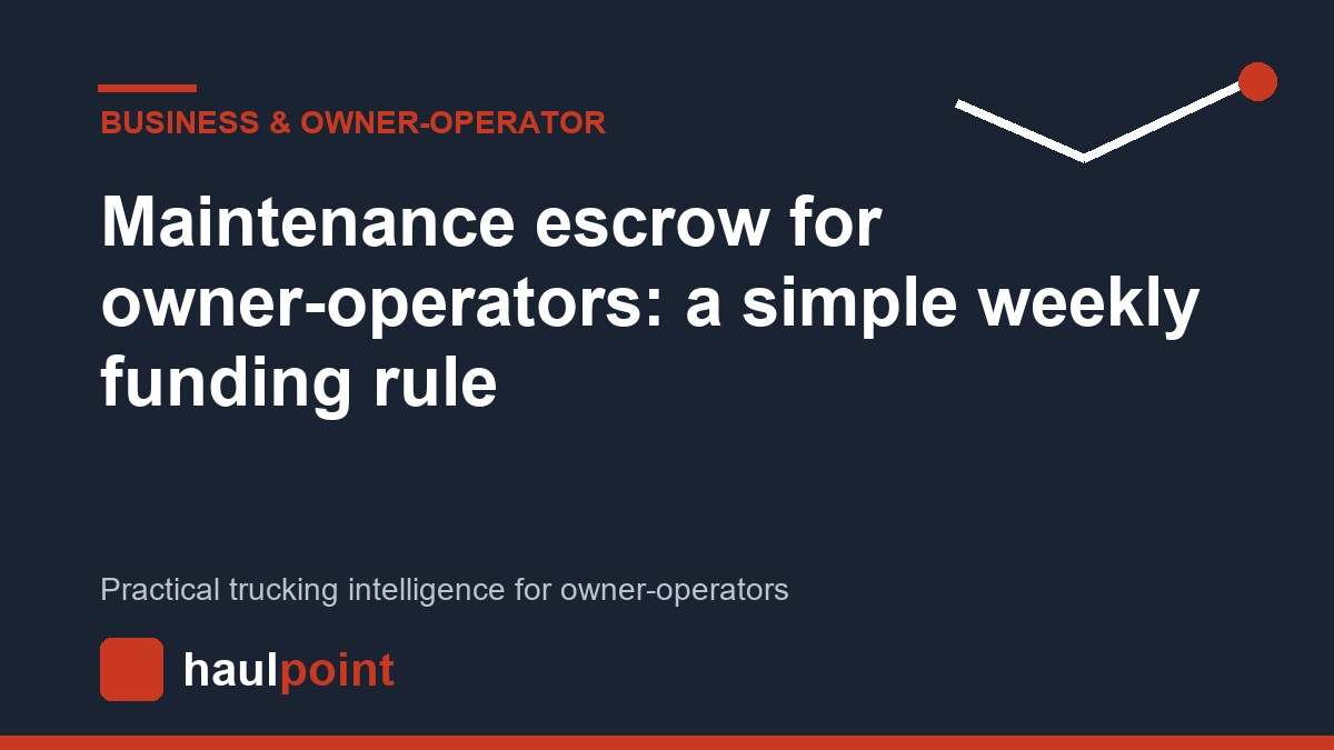 Maintenance escrow for owner-operators: a simple weekly funding rule